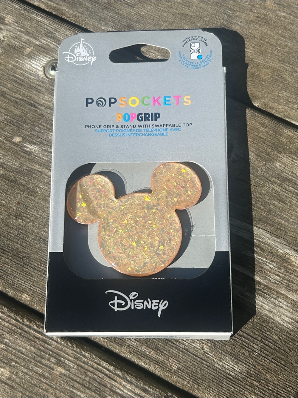 Disney Mickey Glitter Phone Grip - Rose Gold Holographic